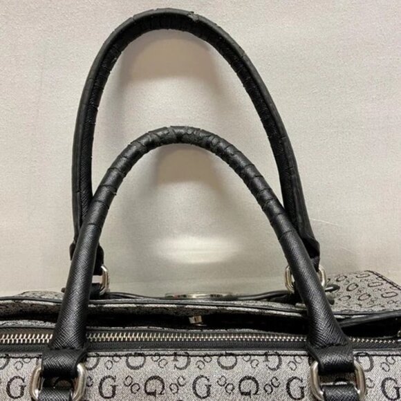 GUESS Slouchy Satchel Black Grey Signature Women's Oversized Shoulder Bag (Read) - Picture 8 of 15